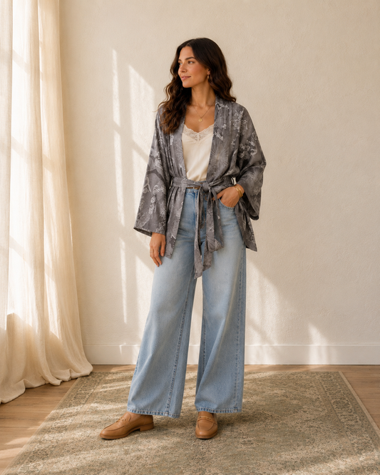 BIRDSONG - cashmere & bamboo jacket /with tie waist/ reversible