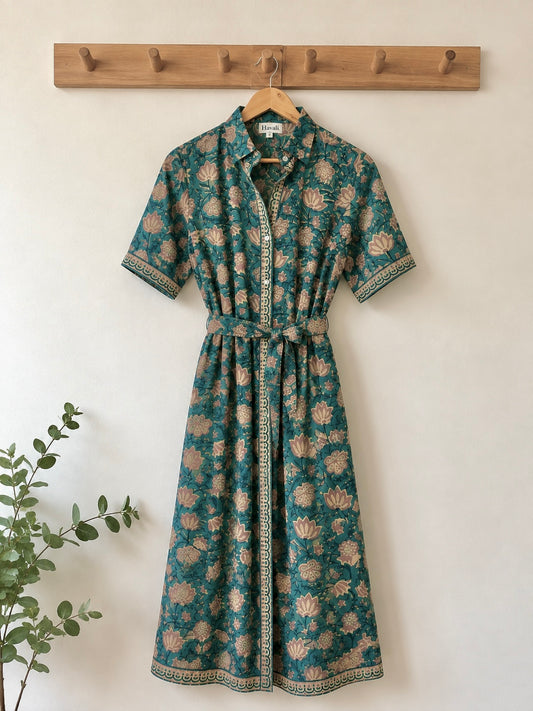Capri - cap sleeve button shirt dress