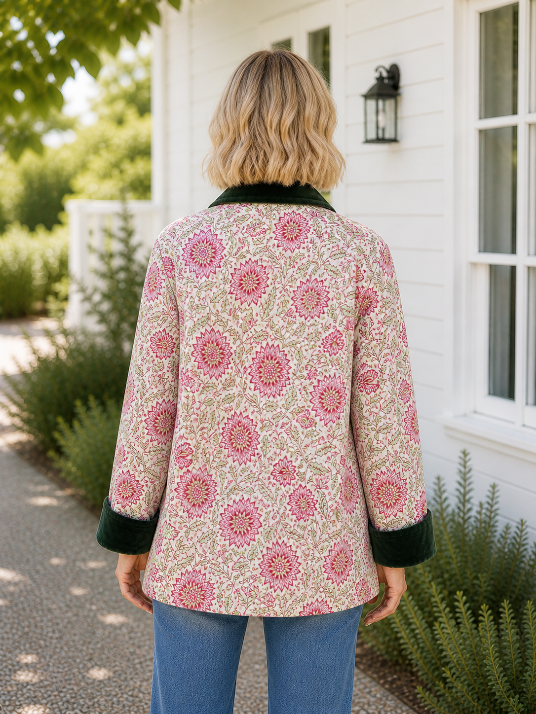 Velvet cotton jacket in green