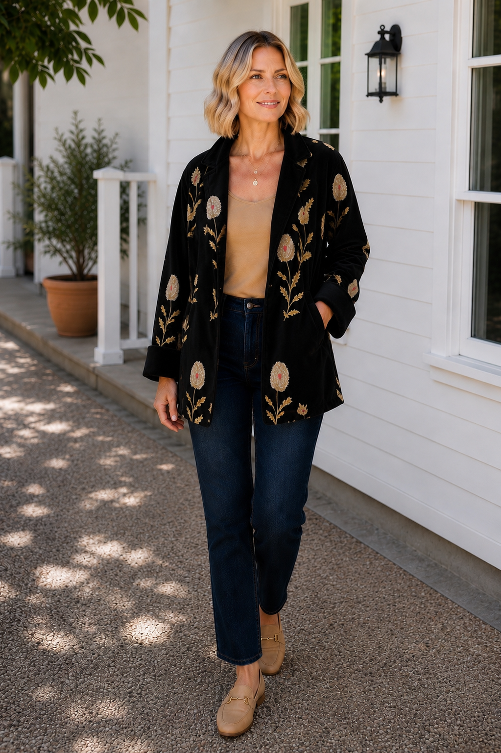 Velvet cotton jacket in black