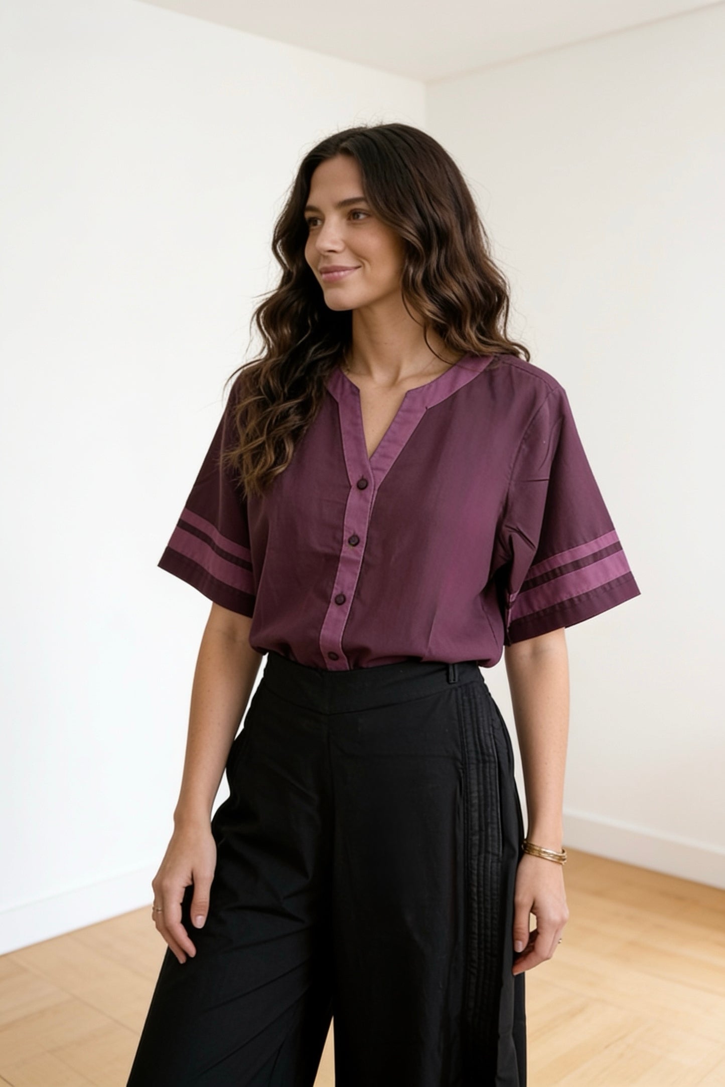 Merlot button shirt