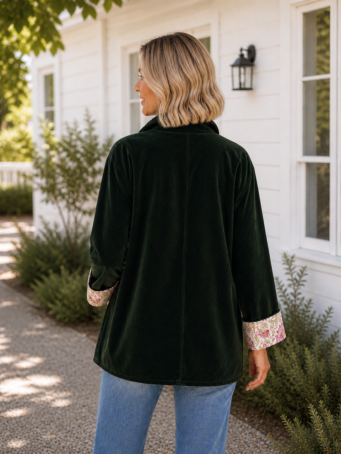 Velvet cotton jacket in green