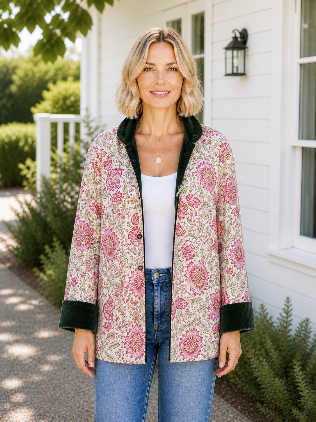 Velvet cotton jacket in green