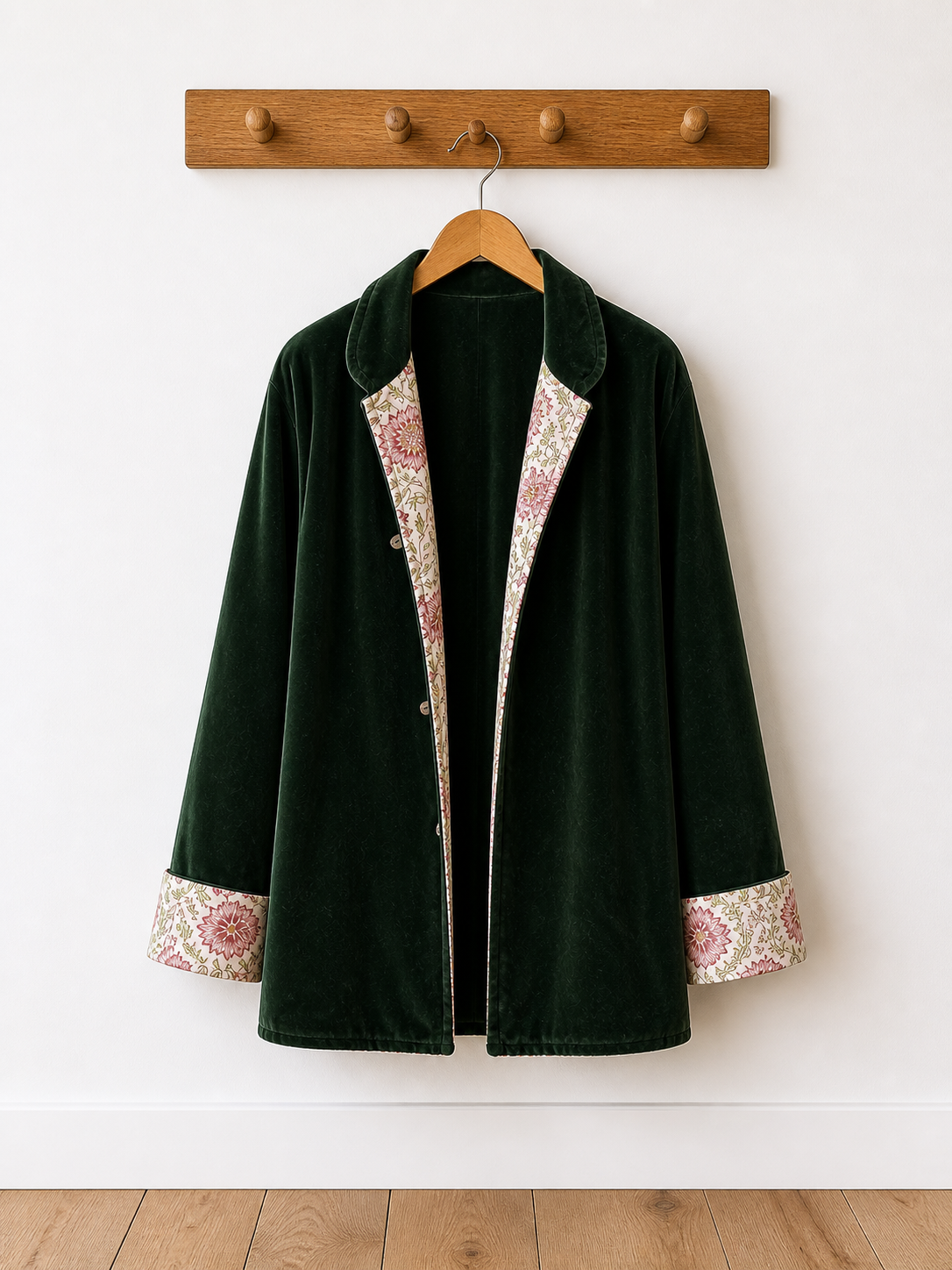 Velvet cotton jacket in green